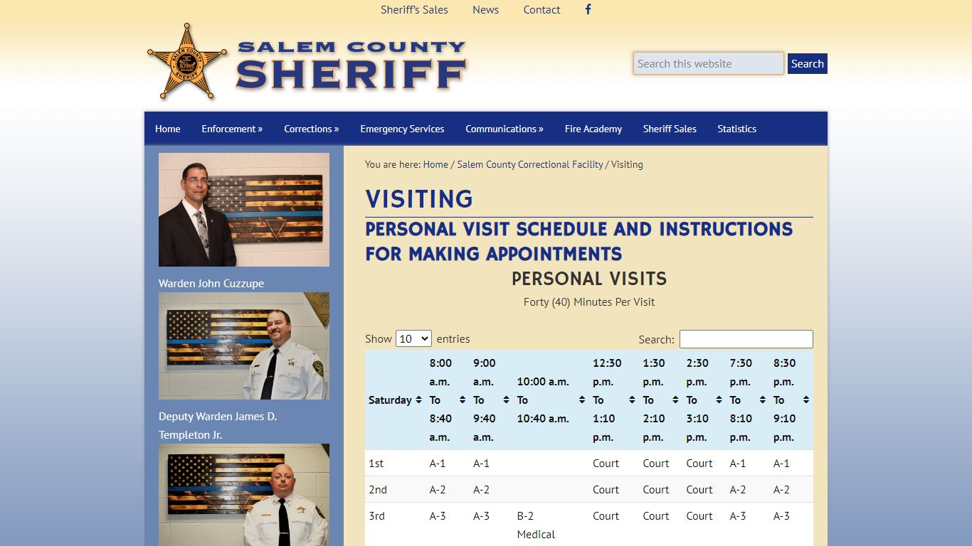 Visiting - Salem County Sheriff's Office